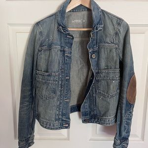 Jean jacket with suede pockets